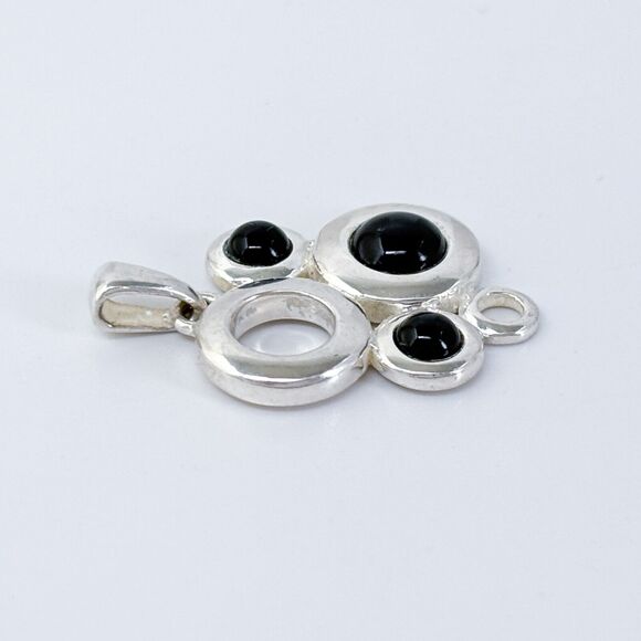 Vintage MW Thailand Sterling Silver 925 Garnet Modernist Pendant - Picture 4 of 8